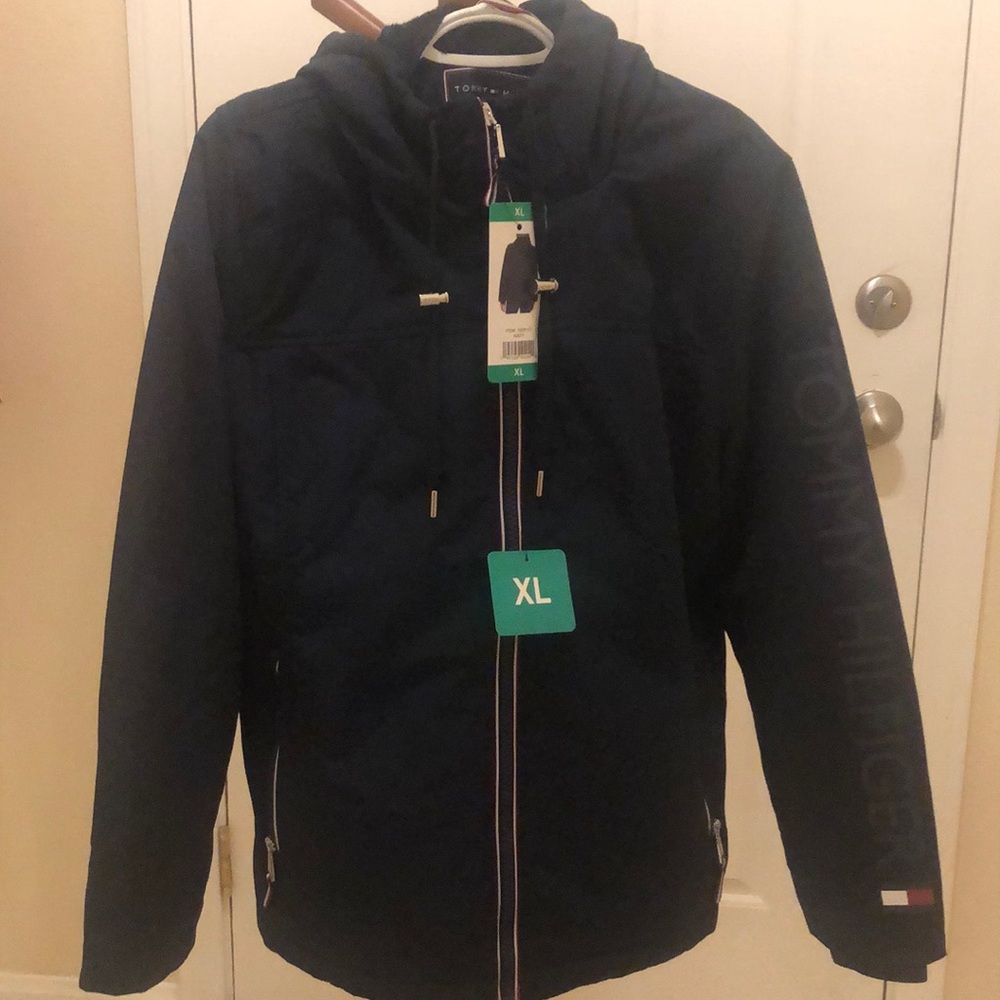 Tommy Hilfiger so soft inside 🥰  pinstripes on pockets Arm with logo! NEVER WORN